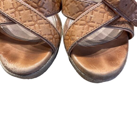 UGG Jackilyn Brown Leather Espadrille Wedge Women's Size 7 Good Condition - Picture 7 of 10